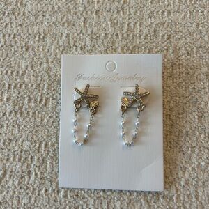 Starfish Pearl Drop Earrings
